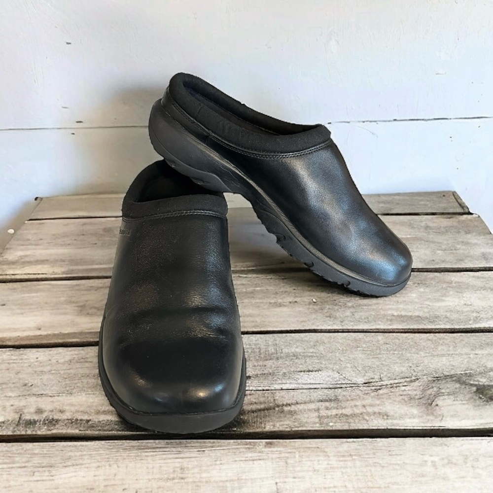Merrell Black Encore Mules Air Cushion + Comfort Clogs Slip On Shoes Size 10